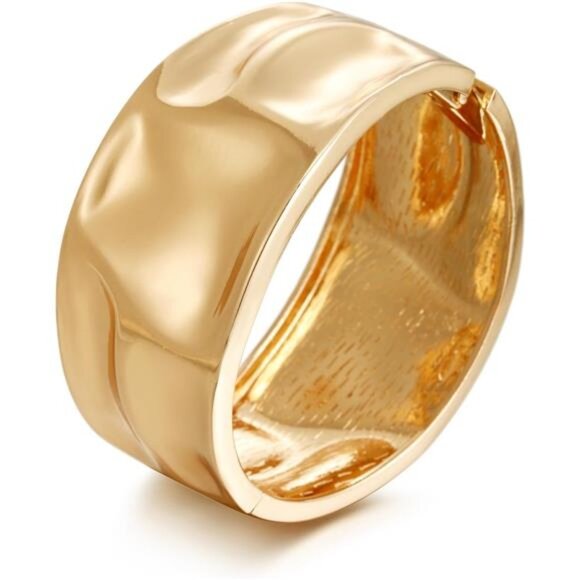 Golden Polished Chunky Twisted Hinged Waterdrop Bangle Bracelet for Women - Picture 3 of 5